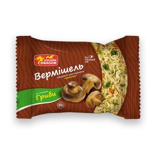 Вермішель швидкого приготування зі смаком грибів не гостра 65г Golden Dragon