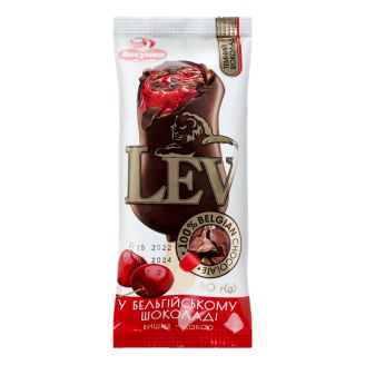 Морозиво "LEV" какао-вишня у темному шок. ескімо 80г ТМ Ласунка