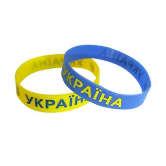 783005 Браслет силіконовий "Україна тризуб" жовтий і синій, мікс