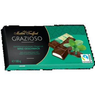 Шоколадні стіки  Grazioso темний з м'ятою 100г ТМ Ma tre Truffout