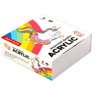 Набір акрилових фарб Unicorn 9x10мл, ROSA START 322111005