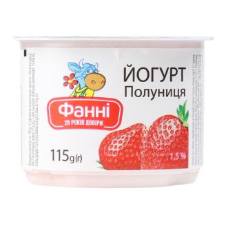 Йогурт Полуниця 1,5%  115г ст. "Фанні"