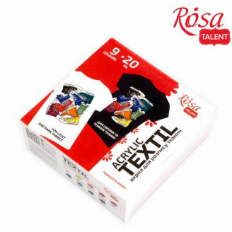 Набір акр.фарб для розпису тканин STYLE, 9кол., 20мл, ROSA TALENT 13420211