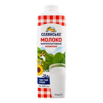Молоко пастер. мікрофільтроване "Селянське" 3.4 % 950 г Люстдорф