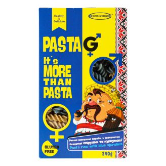 Макарони PASTA G з блакитною спіруліною, куркумою Fusilli (без глютену) 240 г, Healthy Generation