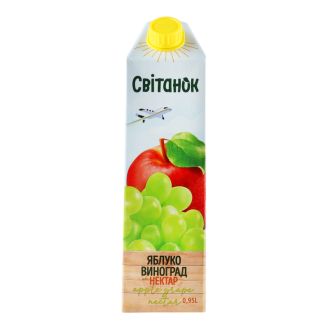 Нектар Яблучно-виноградний з білих сортів винограду  т/п 0,95 л Світанок