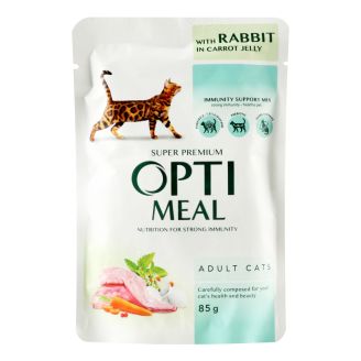 Корм захист імунітету для котів з кроликом у морквяному желе 85г Opti meal