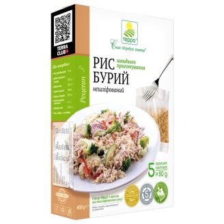 Крупа рис бурий довгозернистий (5*80г) 0,4 кг Терра