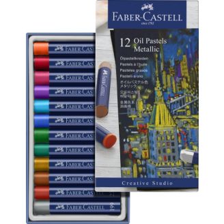 127014 МАСЛЯНА ПАСТЕЛЬ 12 КОЛЬОРІВ МЕТАЛІК GOLDFABER СИНЯ ЛІНІЯ 32269