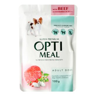 Opti Meal вологий корм д/собак Яловичина/журавлина желе 100г