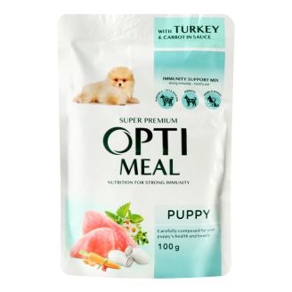 Opti Meal вологий корм д/цуценят Індичка/морква соус 100г