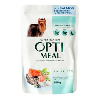 Opti Meal вологий корм д/собак Лосось/лохина крем соус 100г