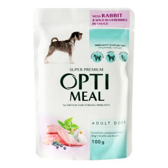 Opti Meal вологий корм д/собак Кролик/чорниця соус 100г