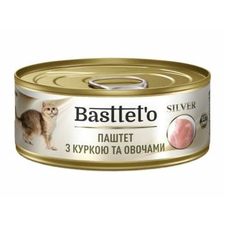 Basttet`O  SILVER Паштет  з куркою та овочами для котів   85г з/б