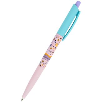 62950 Ручка кулькова автом. Flowers, синя AB1090-25-A