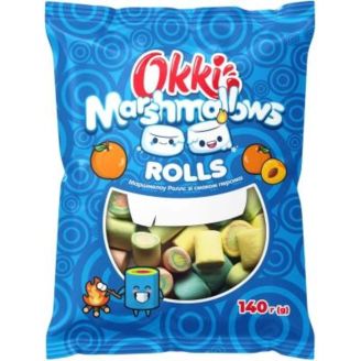 Маршмеллоу ROLLS зі смаком персика 140г Okki
