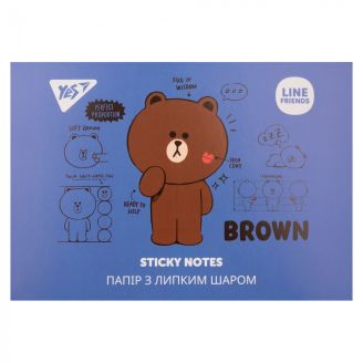 170334 Папір з липким шаром YES "Line Friends" в наборі, 140 аркушів (7х20)