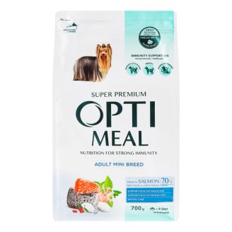 Opti Meal сухий корм д/собак міні порід ЛОСОСЬ 700г