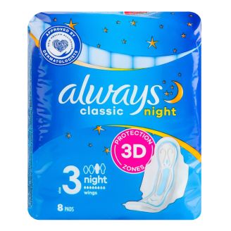 Прокладки Олвейз Classic Night Single д/крит днів 6кр 8шт