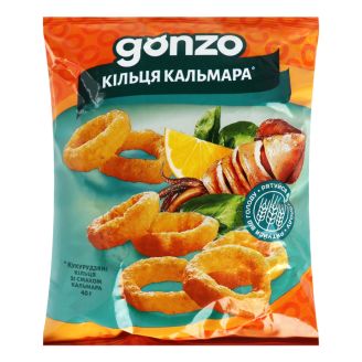 Снек Gonzo 40г Кукурудзяні кільця зі смак кальмара