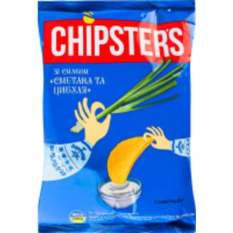 Чіпси зі смаком Сметана та цибуля ТМ "CHIPSTER'S" 60г