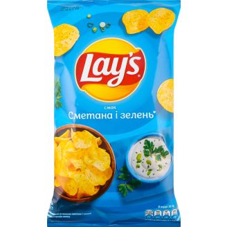 Чіпси картопляні зі смаком сметани і зелені Lay's м/у 60г