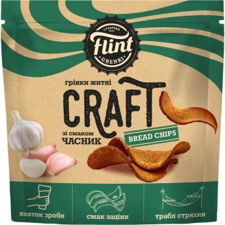 Грінки  житньо-пшеничні хвилясті зі смаком «Часник» ТМ «Flint  Craft Grenki» 80г