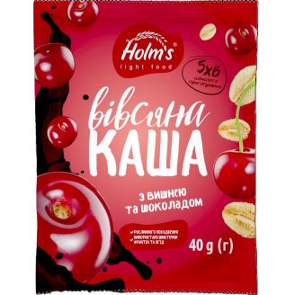 Каша вівсяна з вишнею та шоколадом, 40г. Holms