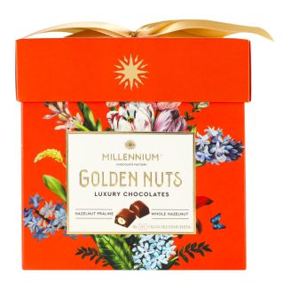 Цукерки куб Golden Nut з начинкою та цілими горіхами 150г Millennium