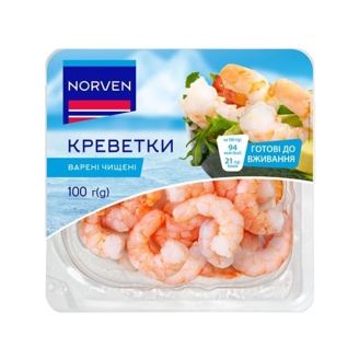 Креветки варені чищені (термоформа) 100г Norven