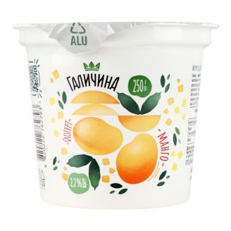 Йогурт десертний Манго 2,2% 250г ст Галичина