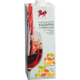 Вино Кадарка Славянська стол. червоне н/сол т/п 1,0 л TM "UNICO"