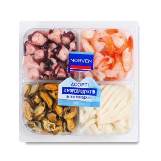 Асорті з морепродуктів варене охолоджене 400г  ТМ Norven