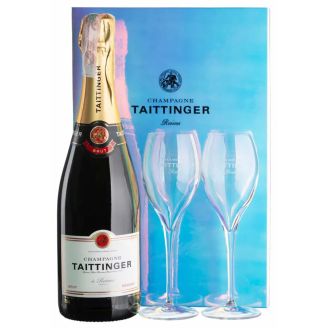 Вино ігр. Brut Reserve, Taittinger 0,750 + 2 келихи біле. сухе 12,5% 0,75л Франція