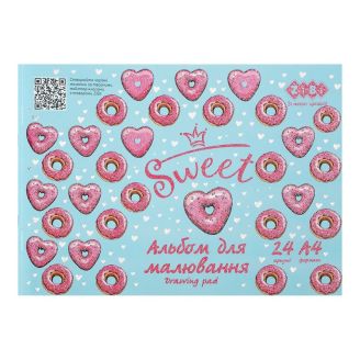 Альбом для малювання DONUTS, А4, 24 арк., 120 г/м2, на скобі, ZB.1432-10