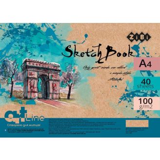 Скетчбук А4, 40 аркушів, пружина, кремовий блок 100 г/м2, бірюзовий, ART Line, ZB.1480