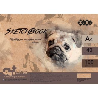 Скетчбук А4, 40 аркушів, пружина, кремовий блок 100 г/м2, сірий, ART Line, ZB.1483