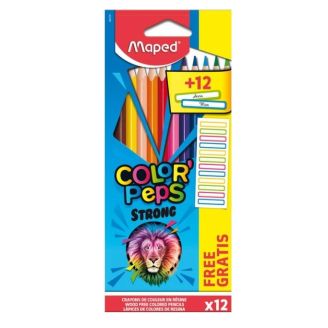 Олівці кольорові COLOR PEPS Classic, 12 кольорів + 12 наклейок, MP.862725