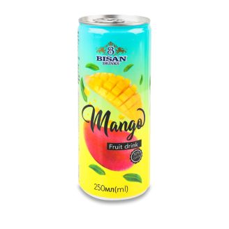 Напій соковий  fruit juice drink MANGO 250мл ж/б BISAN