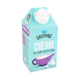 Вершки "Для соусу" Галичина 15% жиру TGA 500 г