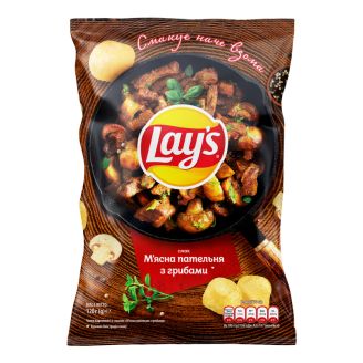 Чіпси Lays М'ясна пательня з грибами 120г 1-21 UA