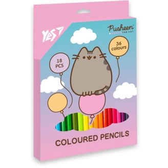 Олівці кольорові Yes 18/36 кол. "Pusheen. Balloons" 290751