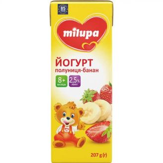 Йогурт з біфідобактеріями 2,1% 207г полуниця-банан ТМ Мілупа