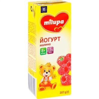 Йогурт з біфідобактеріями 2,1% 207г малина ТМ Мілупа