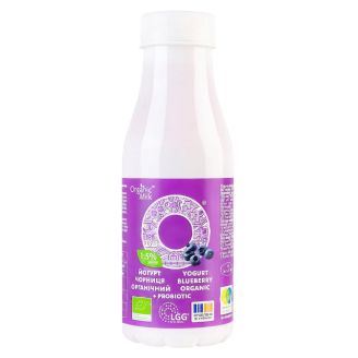 Йогурт органічний питний "Чорниця" 1,5% 280г з пробіотиком ТМ Organik Milk