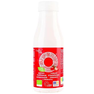 Йогурт органічний питний "Полуниця" 1,5% 280г з пробіотиком ТМ Organik Milk