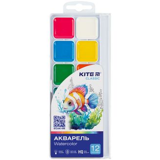 Фарби акварельні, 12 кол. Kite Classic K-061, 67720
