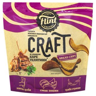 Грінки житньо-пшеничні хвилясті зі смаком «Каре телятини» ТМ «Flint Craft Grenki» 80г