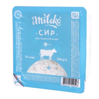 Сир кисломолочний 5% 300г в/у ТМ "Mileko"