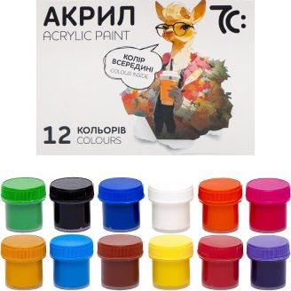 Набір фарб акрилових матових з 12 кольорів по 10 мл, ТМ "7С:" 7С51202